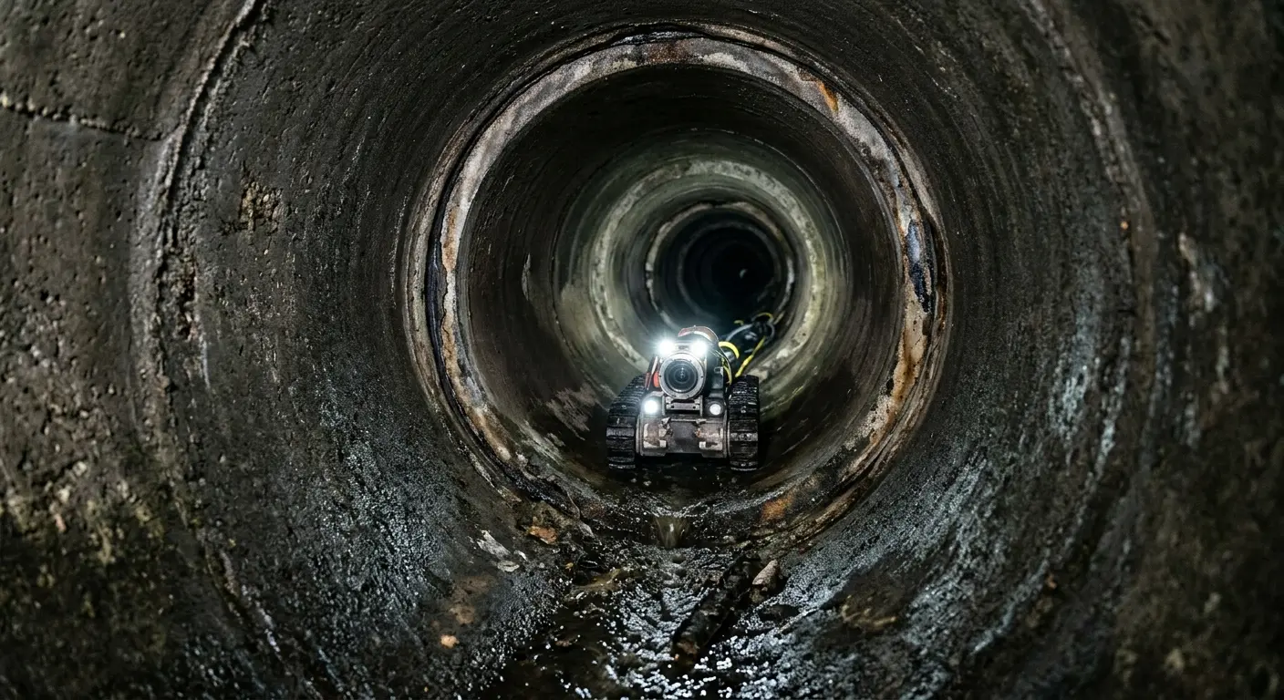 Robotic sewer camera inspecting pipe interior for Sewer Line Repair in Owings Mills